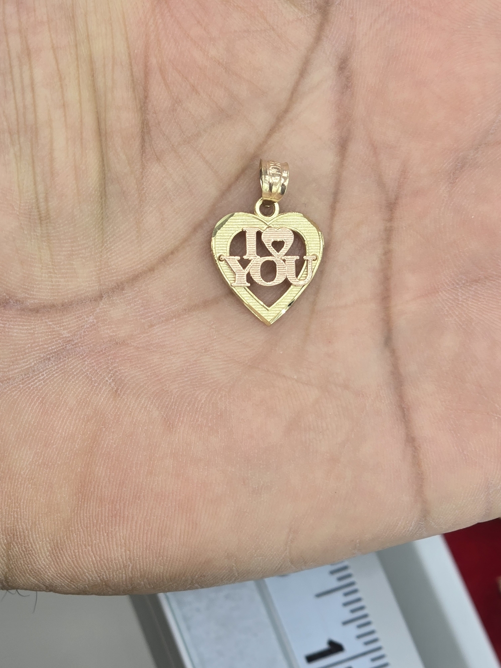 10k Real Gold Heart "I Love You" Pendant Necklace Charm